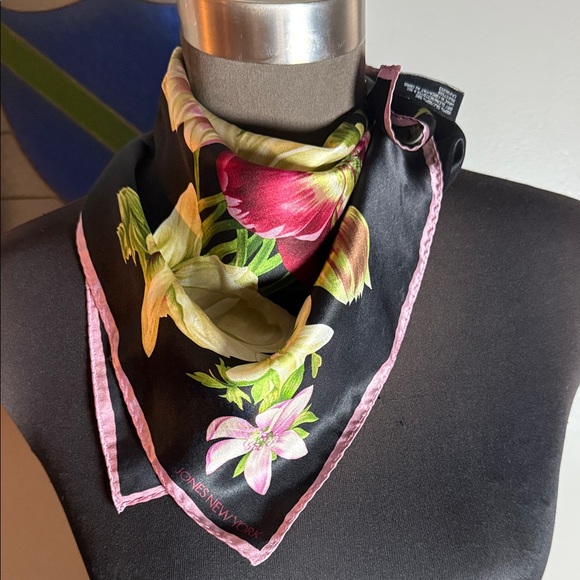 Jones New York Accessories - Jones New York Vintage Floral Silk Scarf